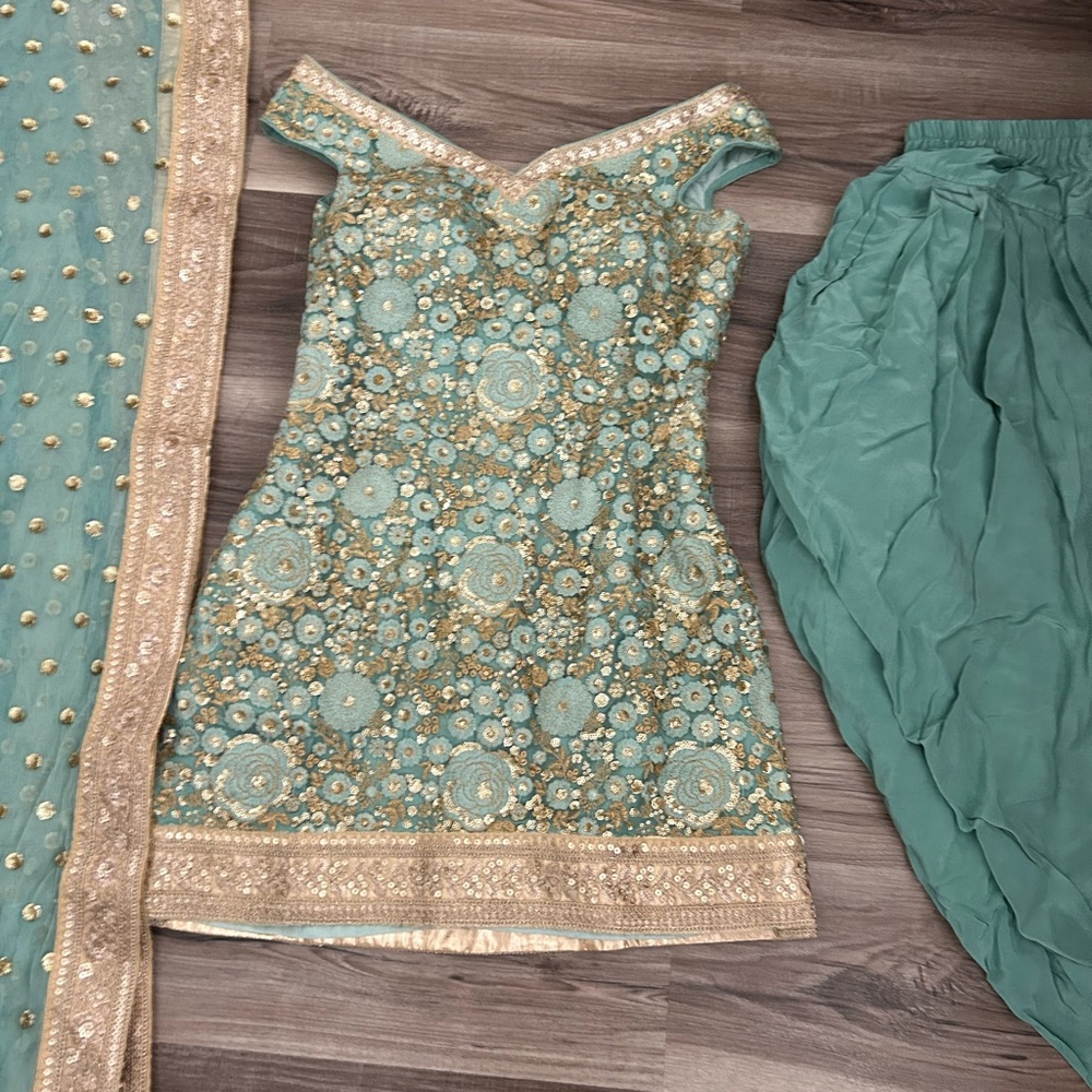 Mint Dhoti salwar suit Indian Punjabi - Picture 5 of 7